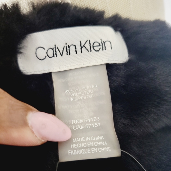 CALVIN KLEIN Faux-fur Luxurious Neck Wrap Scarf for Women-Double Sided LOGO XL - Picture 7 of 8